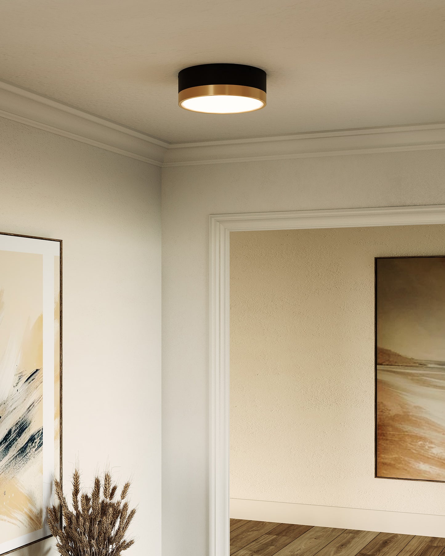 Alora Lighting Brisbane 3 Light Flush Mount Aged Gold, White