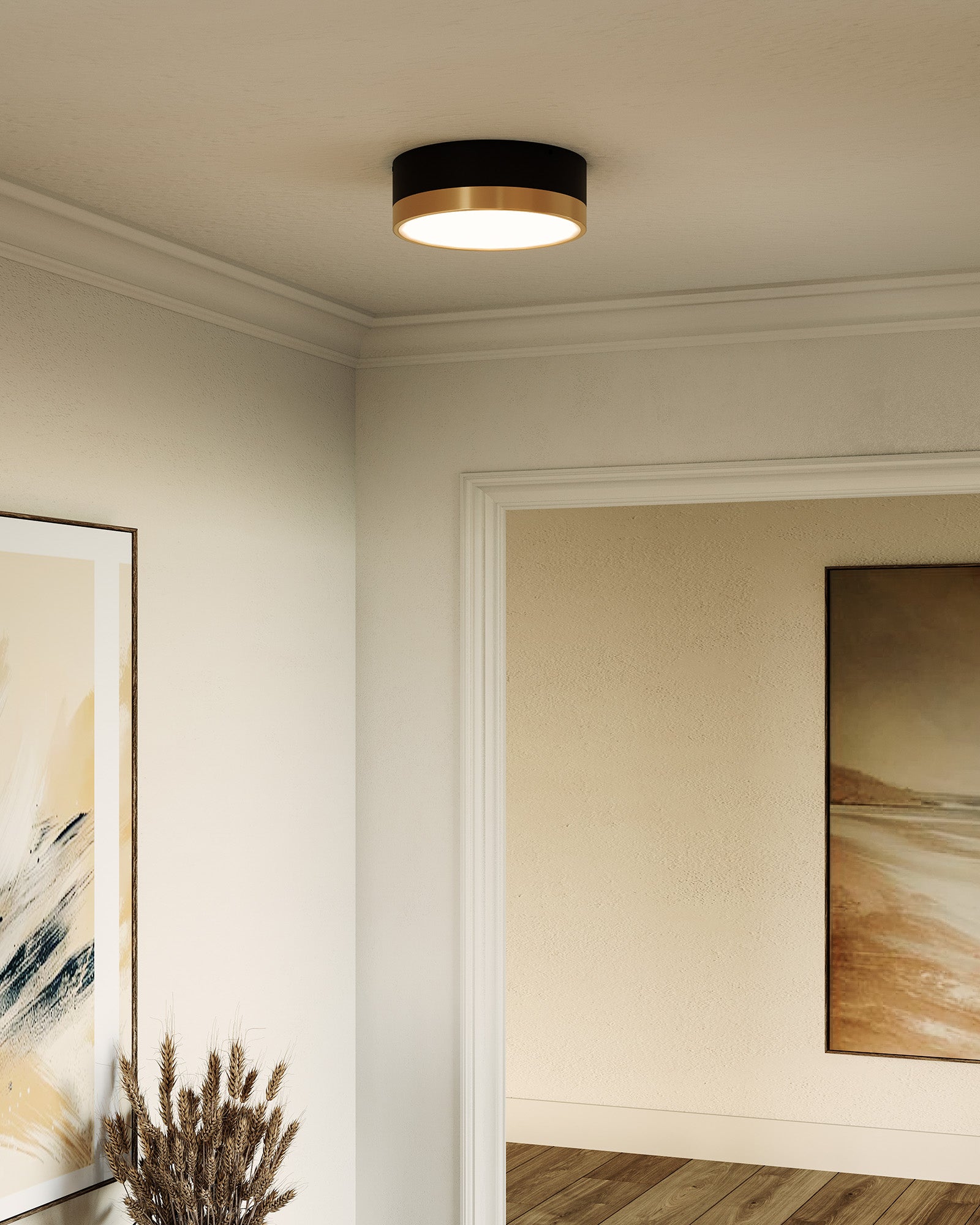 Alora Lighting Brisbane 3 Light Flush Mount Aged Gold, White