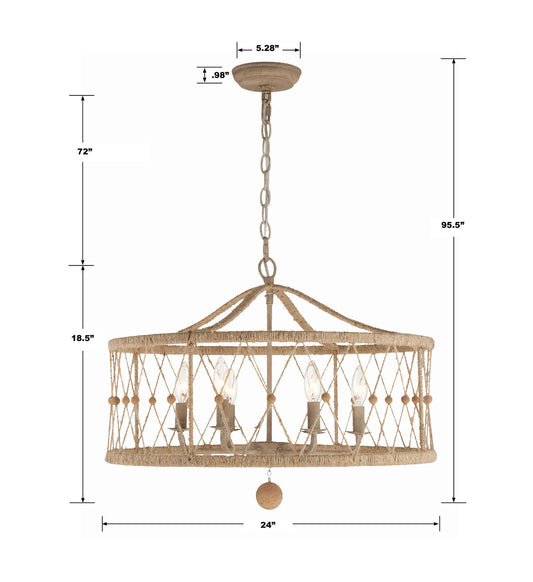 Brixton 6 Light Burnished Silver Chandelier