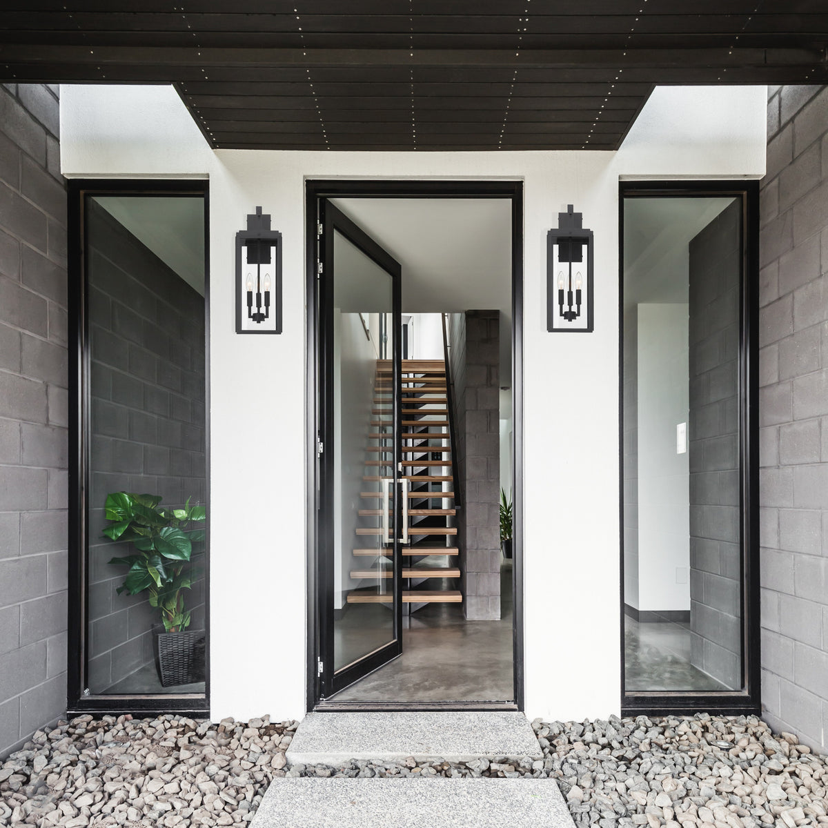 Byron 3 Light Matte Black Outdoor Wall Mount