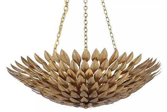 Crystorama Broche 8 Light Semi Flush Mount Antique Gold