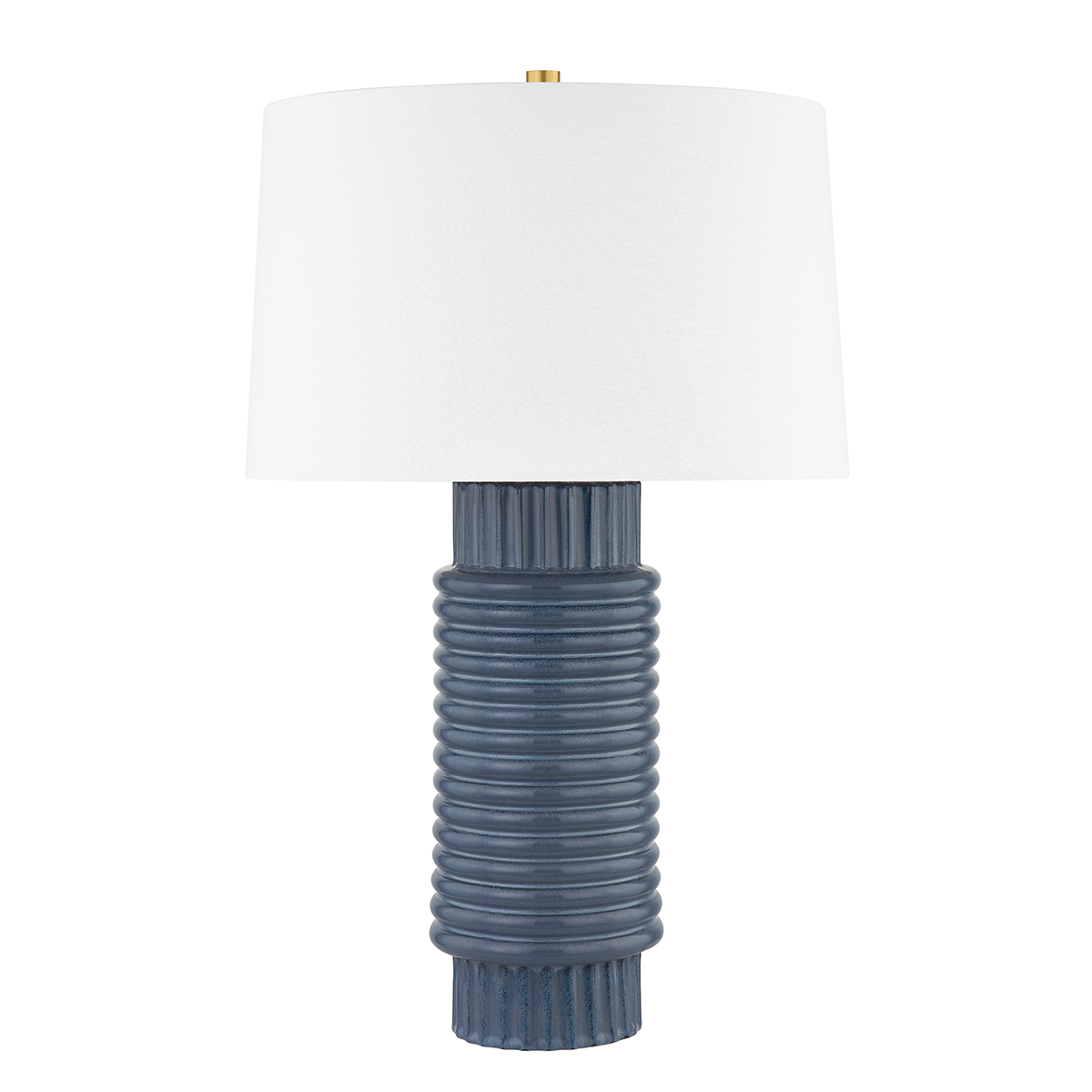 Hudson Valley Broderick Table Lamp Aged Brass, Grey Blue Reactive Ceramic