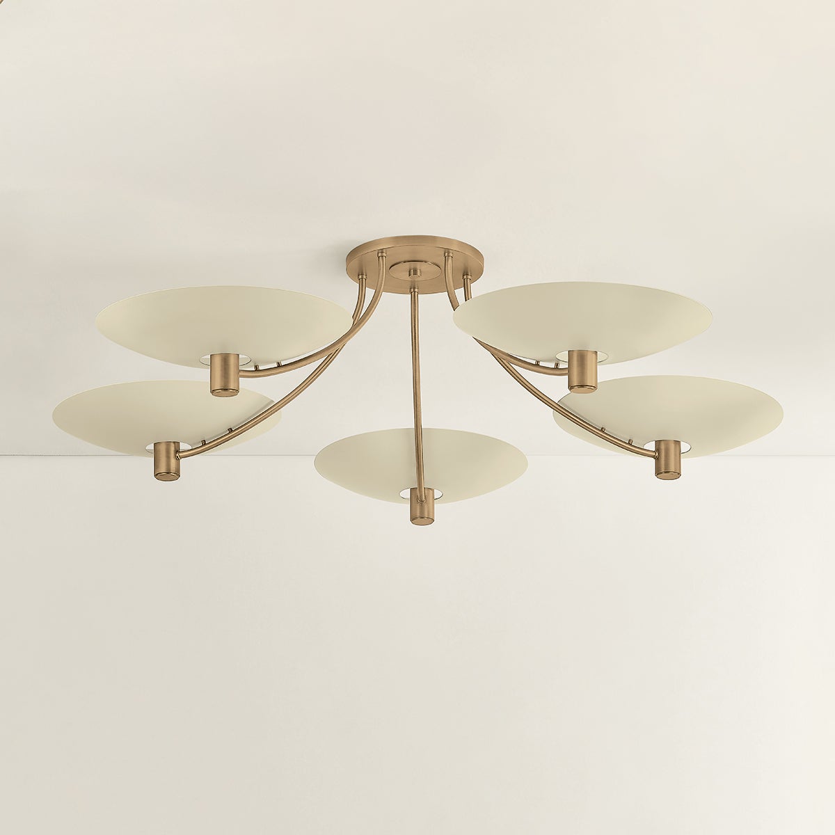 Troy Wolfe Semi-Flush Mount Patina Brass / Soft Sand Detail 2