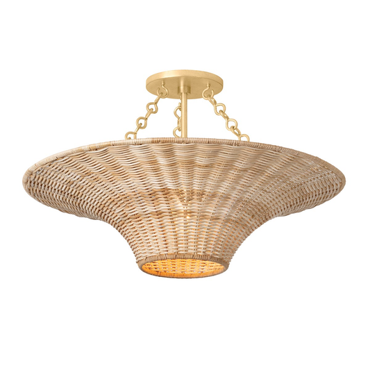 Troy Ketan Semi-Flush Mount Vintage Gold Leaf