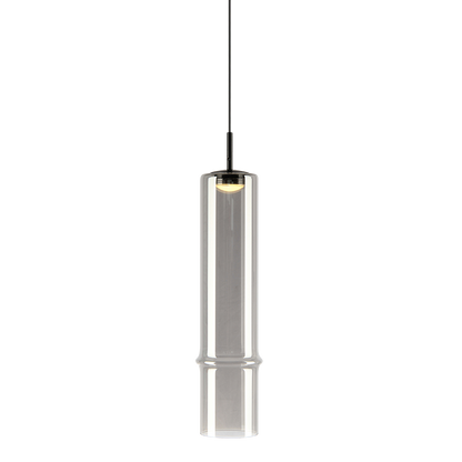 Matteo Lighting Bambu 16" LED Pendant in Matte Black + Smoked Glass (C30601MBSM)