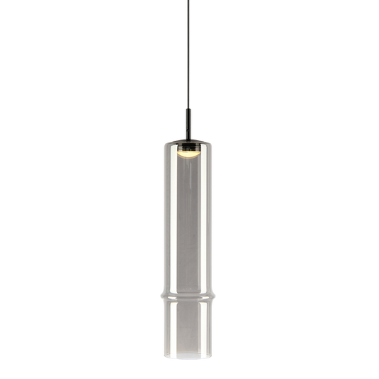 Matteo Lighting Bambu 16" LED Pendant in Matte Black + Smoked Glass (C30601MBSM)