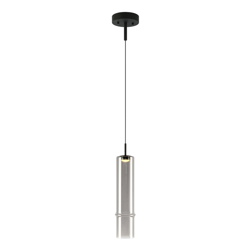 Matteo Lighting Bambu 16" LED Pendant in Matte Black + Smoked Glass (C30601MBSM) – alternate view