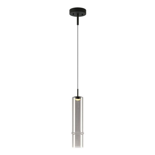 Matteo Lighting Bambu 16" LED Pendant in Matte Black + Smoked Glass (C30601MBSM) – alternate view