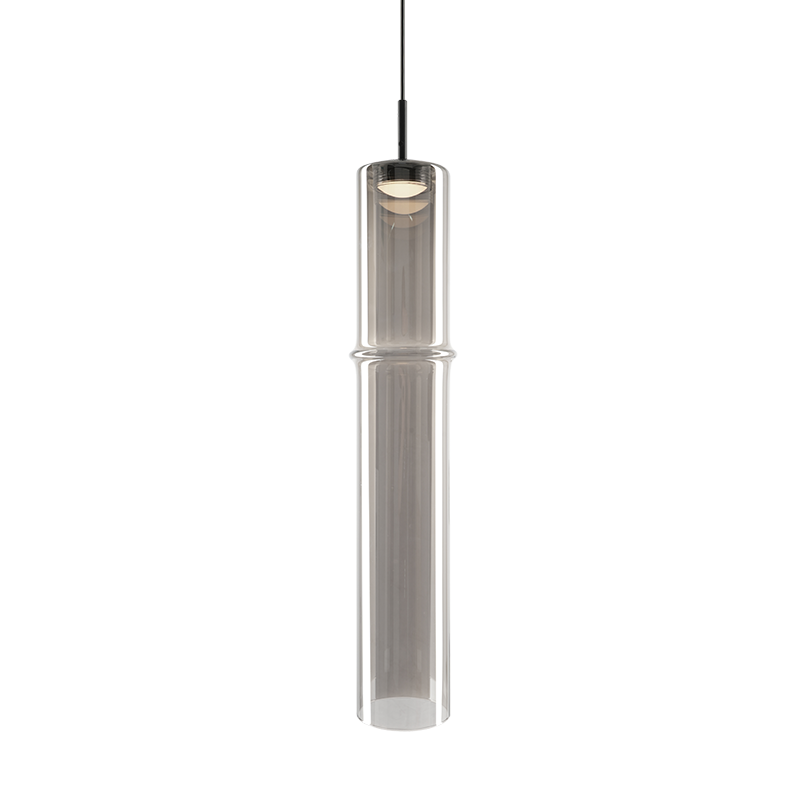 Matteo Lighting Bambu 20" LED Pendant in Matte Black + Smoked Glass (C30611MBSM)