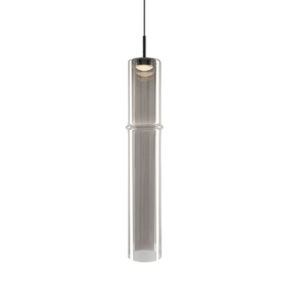 Matteo Lighting Bambu 20" LED Pendant in Matte Black + Smoked Glass (C30611MBSM)