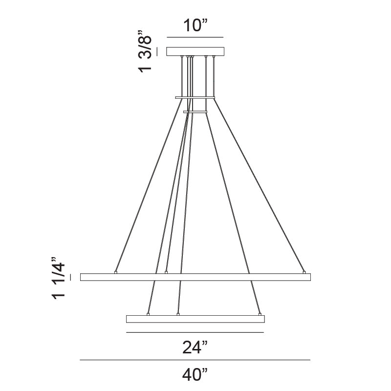 Matteo Lighting O'Hara 2-Tier 40" & 24" LED Chandelier in Matte Black (C30864MB) – alternate view