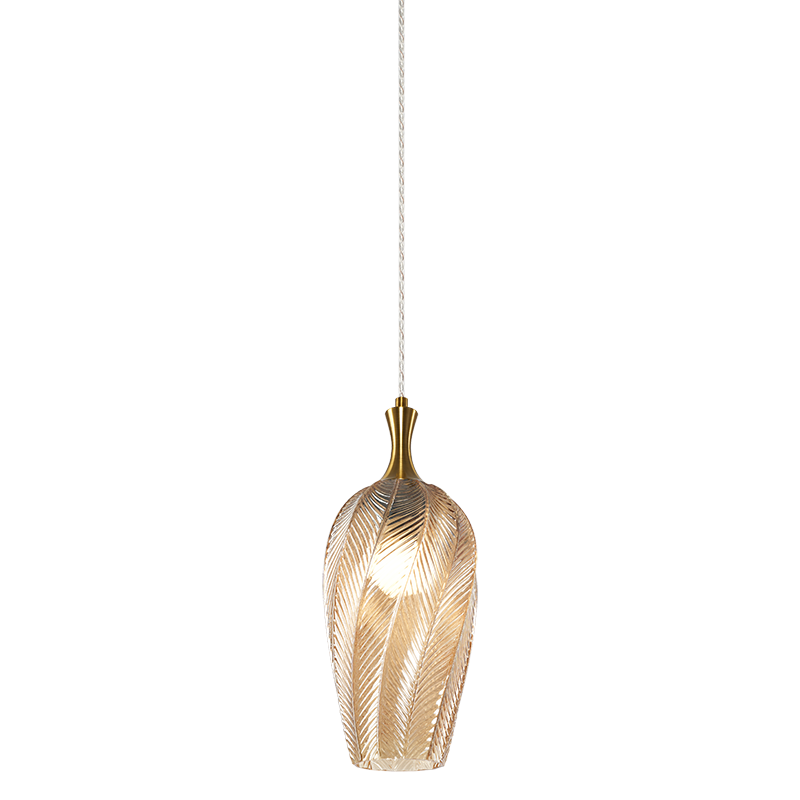 Matteo Lighting Eesha 6" Pendant in Aged Gold Brass + Amber Glass (C30901AGAM)