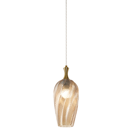 Matteo Lighting Eesha 6" Pendant in Aged Gold Brass + Amber Glass (C30901AGAM)