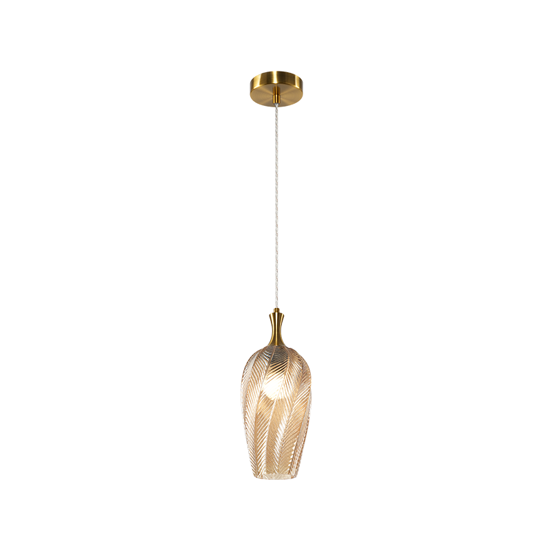 Matteo Lighting Eesha 6" Pendant in Aged Gold Brass + Amber Glass (C30901AGAM) – alternate view