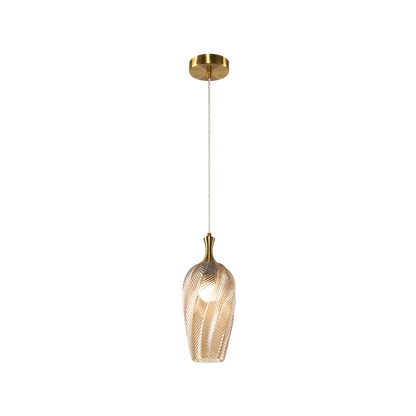 Matteo Lighting Eesha 6" Pendant in Aged Gold Brass + Amber Glass (C30901AGAM) – alternate view