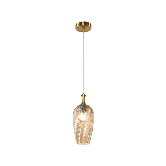 Matteo Lighting Eesha 6" Pendant in Aged Gold Brass + Amber Glass (C30901AGAM) – alternate view