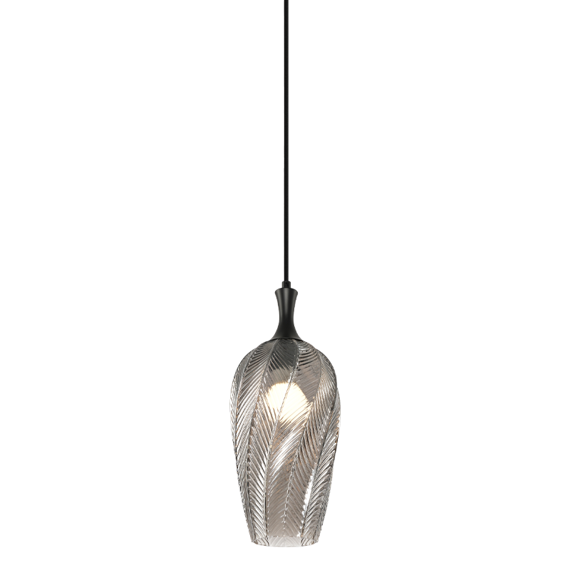 Matteo Lighting Eesha 6" Pendant in Matte Black + Smoked Glass (C30901MBSM)