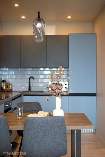 Matteo Lighting Eesha 6" Pendant in Matte Black + Smoked Glass (C30901MBSM) – alternate view