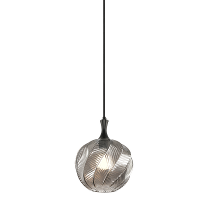 Matteo Lighting Eesha 9" Pendant in Matte Black + Smoked Glass (C30902MBSM)
