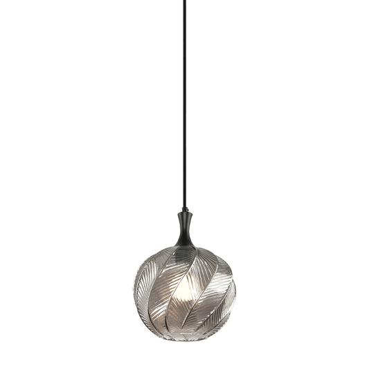 Matteo Lighting Eesha 9" Pendant in Matte Black + Smoked Glass (C30902MBSM)