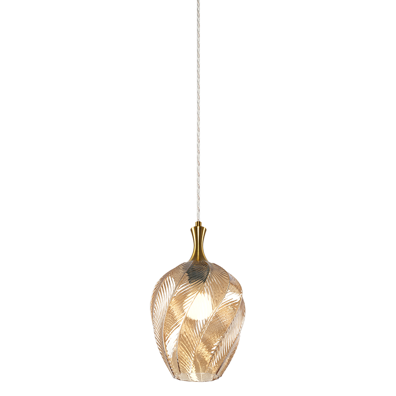 Matteo Lighting Eesha 8" Pendant in Aged Gold Brass + Amber Glass (C30903AGAM)