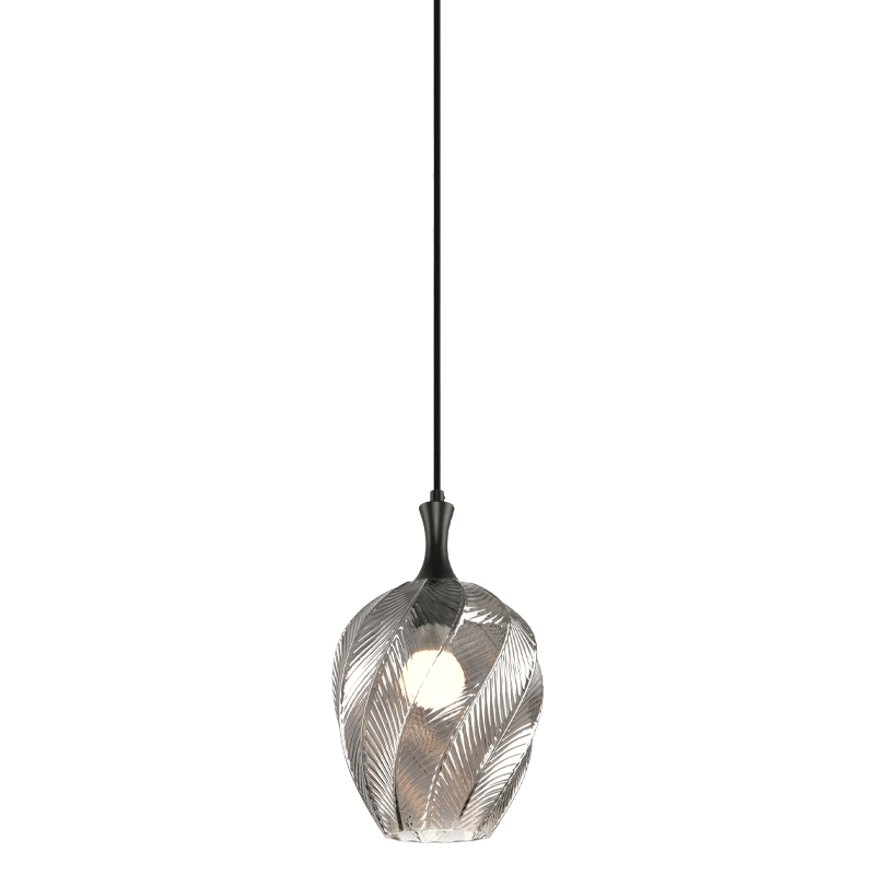 Matteo Lighting Eesha 8" Pendant in Matte Black + Smoked Glass (C30903MBSM)