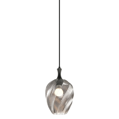 Matteo Lighting Eesha 8" Pendant in Matte Black + Smoked Glass (C30903MBSM)
