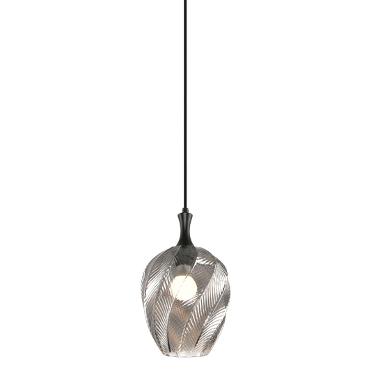 Matteo Lighting Eesha 8" Pendant in Matte Black + Smoked Glass (C30903MBSM)