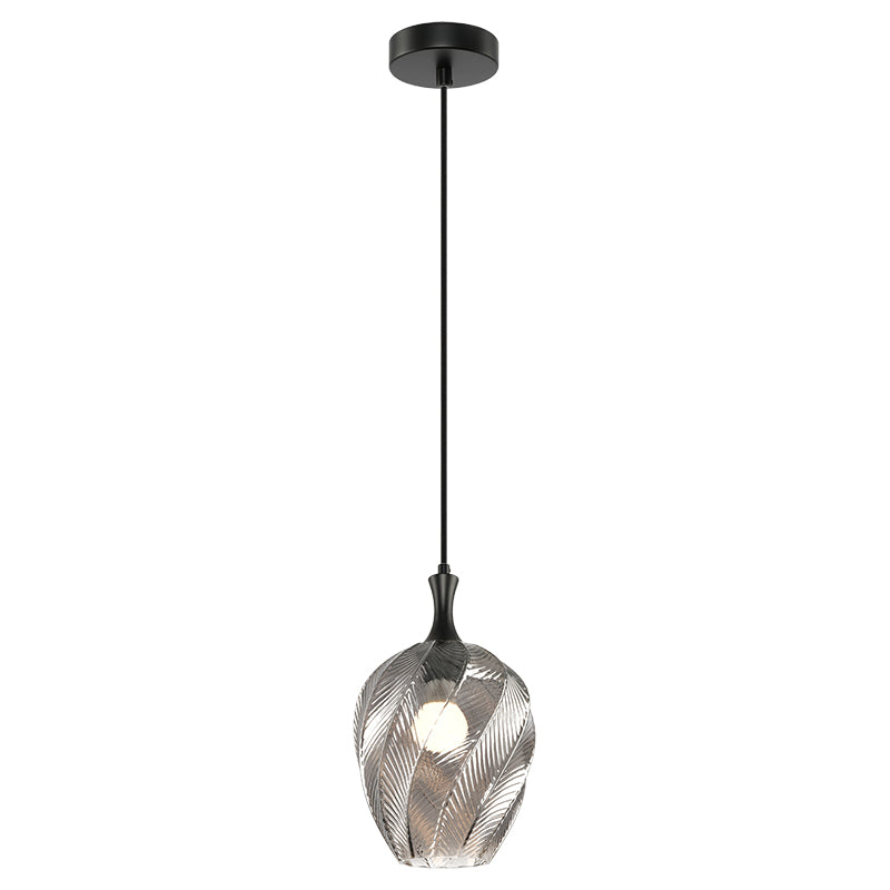 Matteo Lighting Eesha 8" Pendant in Matte Black + Smoked Glass (C30903MBSM) – alternate view