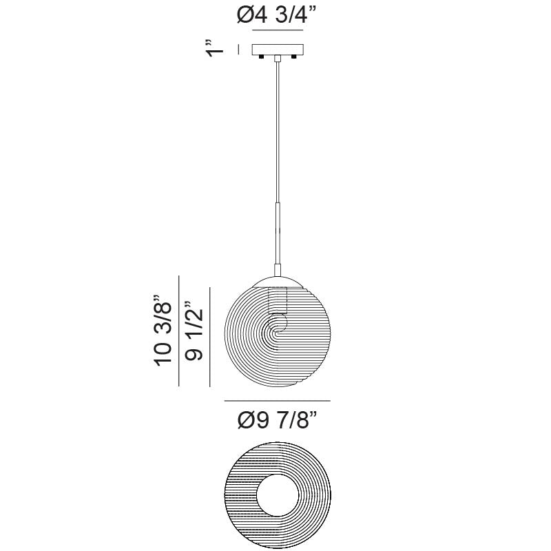 Matteo Lighting Maruna 10" Pendant – line drawing with dimensions
