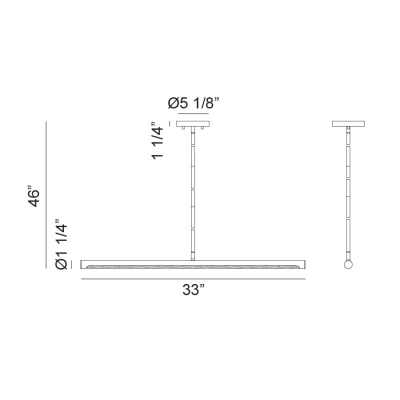 Matteo Lighting Novelle 33" LED Linear Pendant – line drawing with dimensions