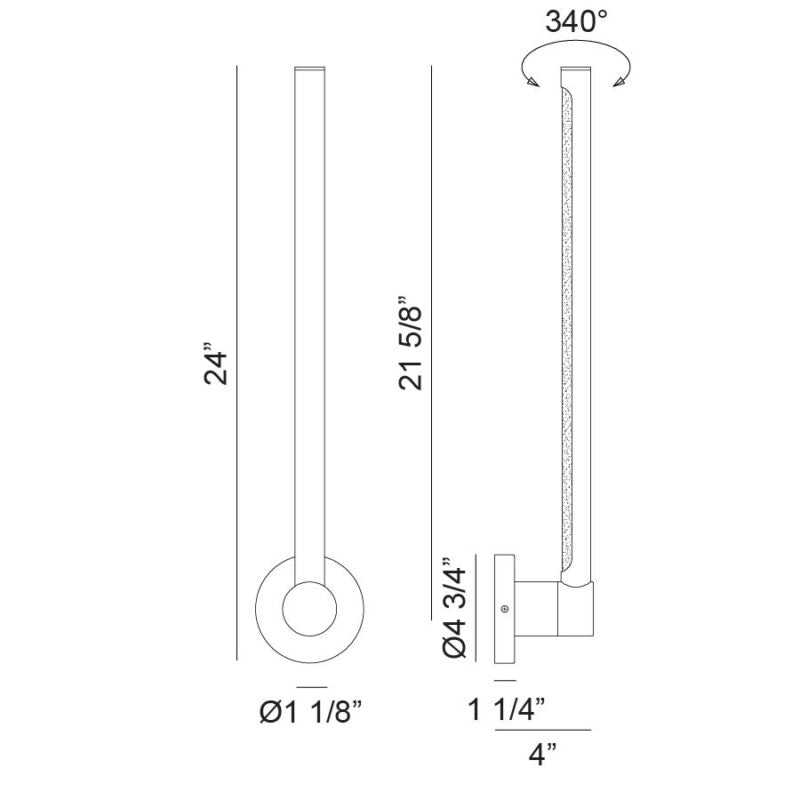 Matteo Lighting Novelle 24" LED Bath Vanity Light – line drawing with dimensions