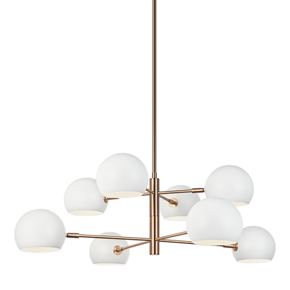 Matteo Lighting Orb 35" 8-Light Chandelier in Matte White + Aged Gold Brass (C31708MWAG) – alternate view
