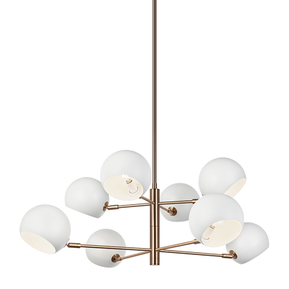 Matteo Lighting Orb 35" 8-Light Chandelier in Matte White + Aged Gold Brass (C31708MWAG)