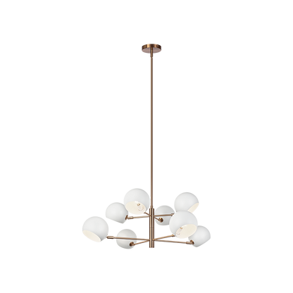 Matteo Lighting Orb 35" 8-Light Chandelier in Matte White + Aged Gold Brass (C31708MWAG) – alternate view