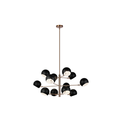 Matteo Lighting Orb 41" 12-Light Chandelier in Matte Black + Aged Gold Brass (C31712MBAG) – alternate view