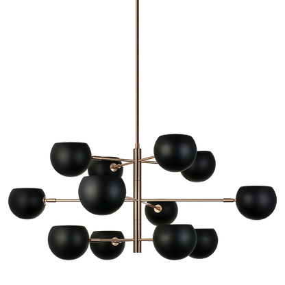 Matteo Lighting Orb 41" 12-Light Chandelier in Matte Black + Aged Gold Brass (C31712MBAG) – alternate view