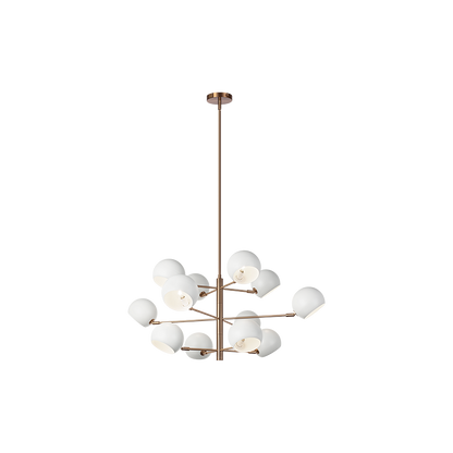 Matteo Lighting Orb 41" 12-Light Chandelier in Matte White + Aged Gold Brass (C31712MWAG) – alternate view