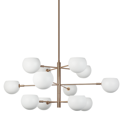 Matteo Lighting Orb 41" 12-Light Chandelier in Matte White + Aged Gold Brass (C31712MWAG) – alternate view