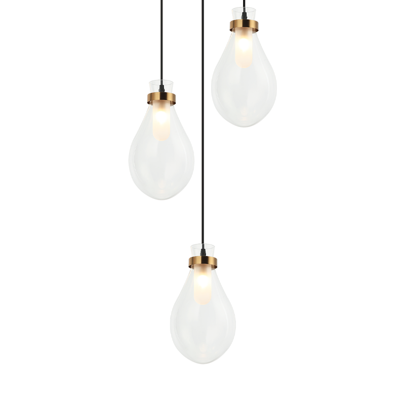 Matteo Lighting Seranna 17" 3-Light Pendant in Aged Gold Brass (C31903AG)