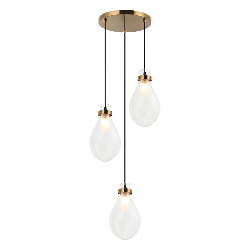 Matteo Lighting Seranna 17" 3-Light Pendant in Aged Gold Brass (C31903AG) – alternate view