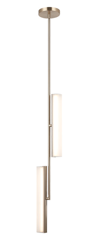 Matteo Lighting Axis 15" 2-Light LED Chandelier in Champagne Gold + White Frosted Glass (C32202CGFR) – alternate view