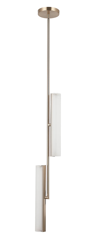 Matteo Lighting Axis 15" 2-Light LED Chandelier in Champagne Gold + White Frosted Glass (C32202CGFR) – alternate view