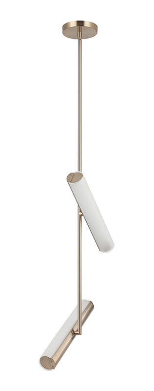 Matteo Lighting Axis 15" 2-Light LED Chandelier in Champagne Gold + White Frosted Glass (C32202CGFR) – alternate view