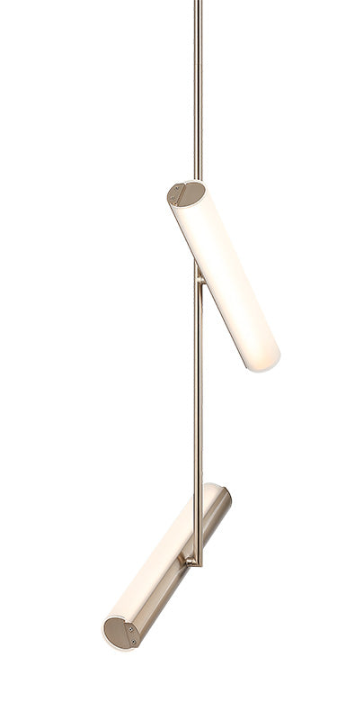 Matteo Lighting Axis 15" 2-Light LED Chandelier in Champagne Gold + White Frosted Glass (C32202CGFR)
