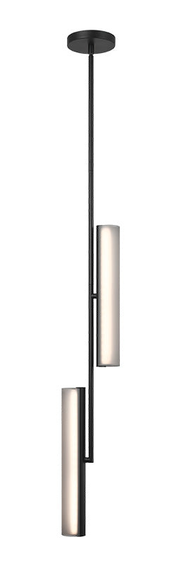 Matteo Lighting Axis 15" 2-Light LED Chandelier in Matte Black + Smoke Frosted Glass (C32202MBSM) – alternate view