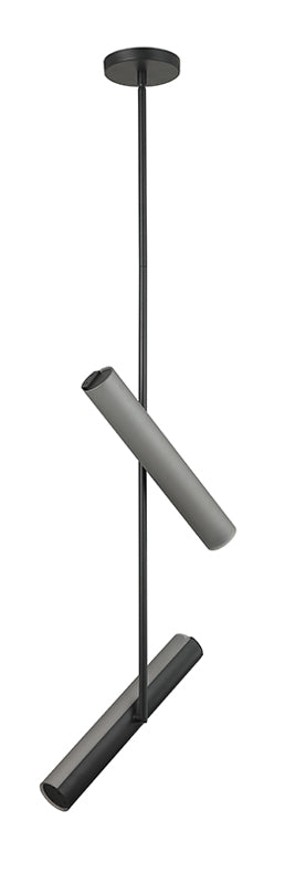Matteo Lighting Axis 15" 2-Light LED Chandelier in Matte Black + Smoke Frosted Glass (C32202MBSM) – alternate view