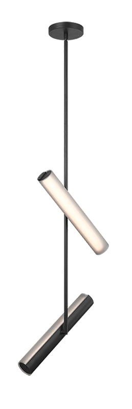 Matteo Lighting Axis 15" 2-Light LED Chandelier in Matte Black + Smoke Frosted Glass (C32202MBSM) – alternate view