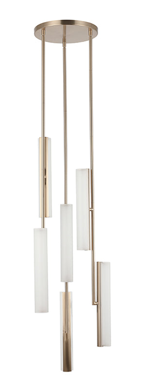 Matteo Lighting Axis 16" 6-Light LED Chandelier in Champagne Gold + White Frosted Glass (C32206CGFR) – alternate view