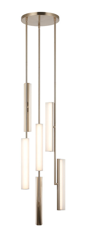 Matteo Lighting Axis 16" 6-Light LED Chandelier in Champagne Gold + White Frosted Glass (C32206CGFR) – alternate view